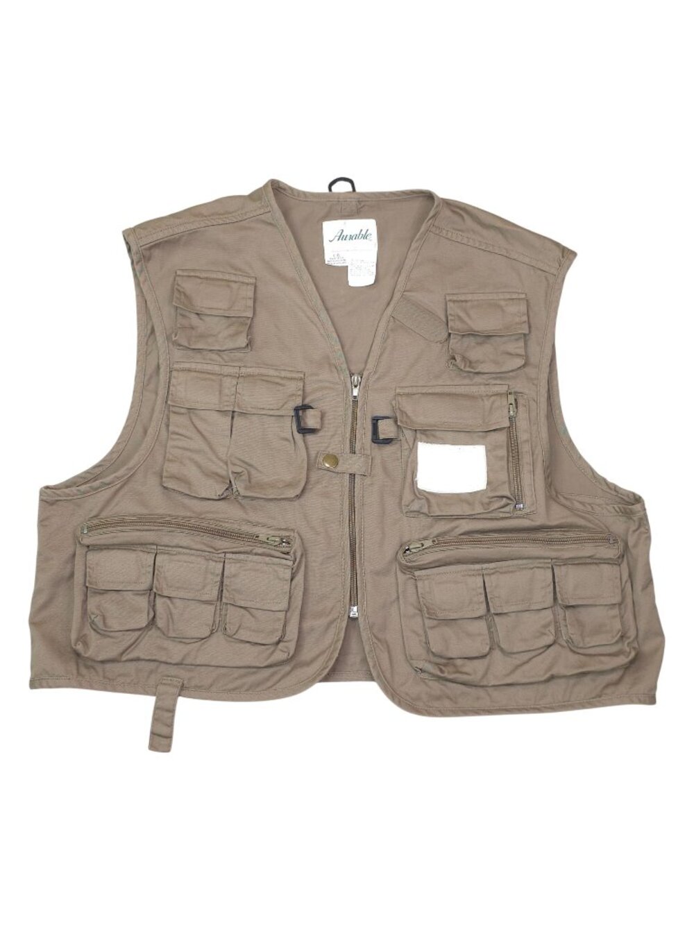 Ausable Khaki Fly Fishing Vest Large Multi-Pocket Cotton Utility Vest Outdoor Ge